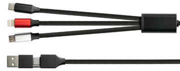 PYTHON USB 6-in-1 Ladekabel 3A Textilmantel schwarz - Adapter - Digital/Daten von LumaTech