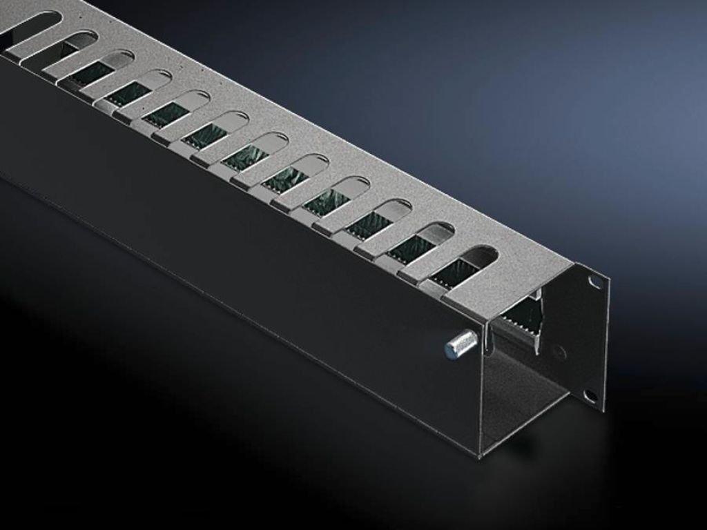 Rittal Rack-Kabelführungsplatte mit Abdeckung - RAL 9005 - 2U - 48.3 cm (19)