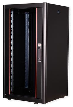 ROLINE 19 Zoll Netzwerkschrank Basic 22 600x600 BxT Glastür schwarz von LumaTech