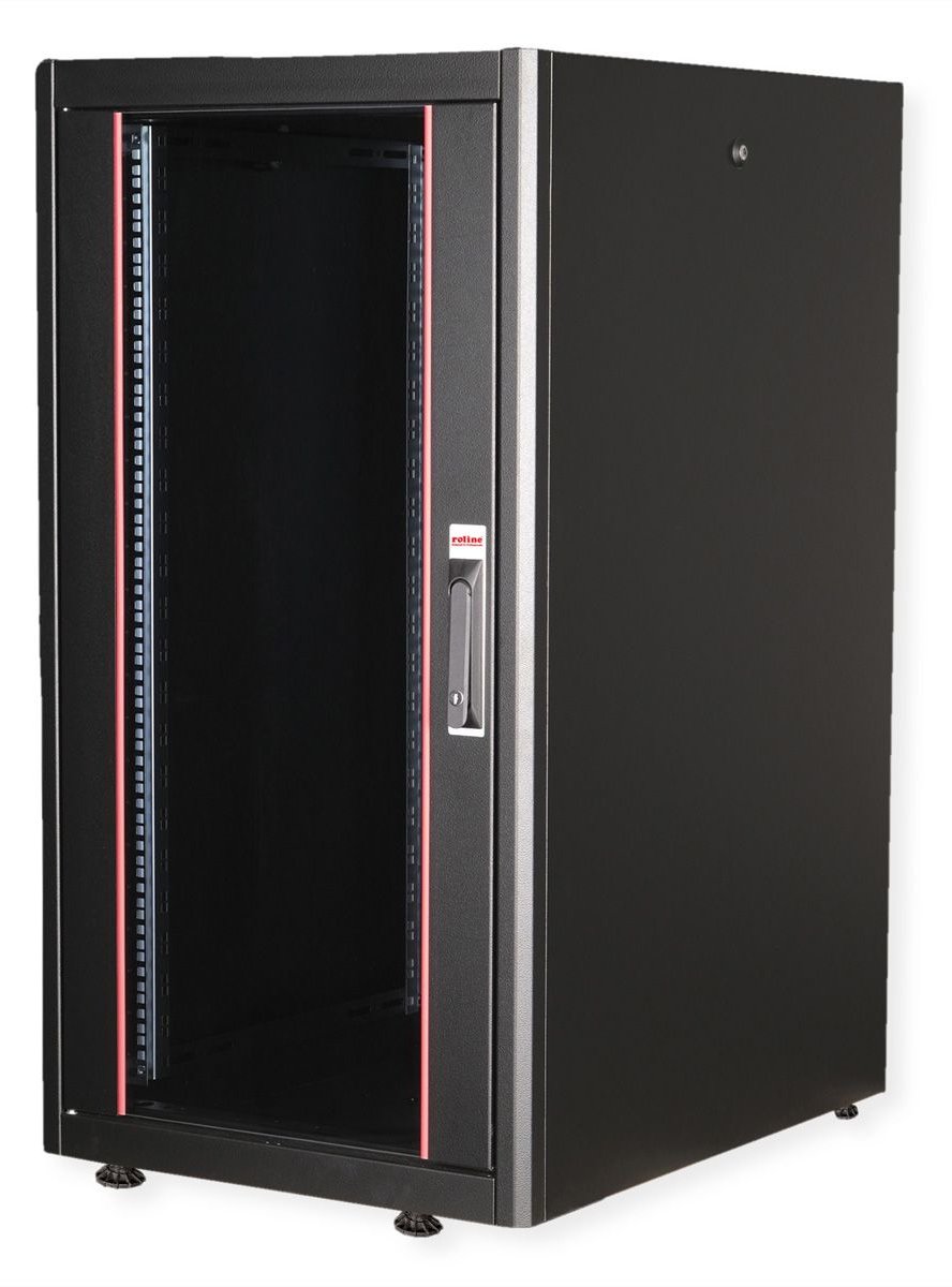ROLINE 19 Zoll Netzwerkschrank Basic 22 600x800 BxT Glastür schwarz