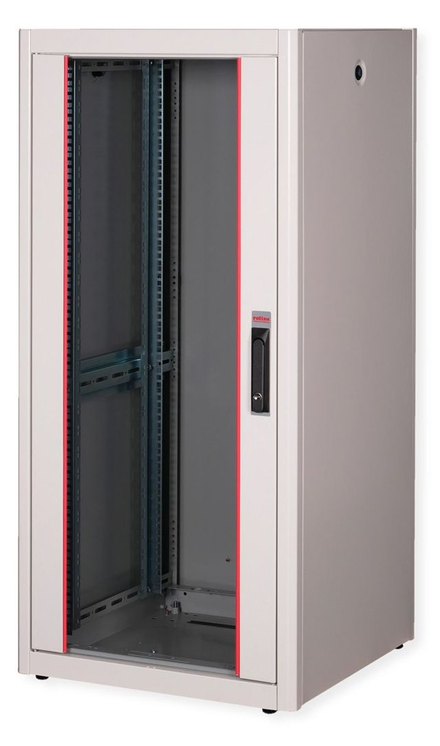 ROLINE 19 Zoll Netzwerkschrank Basic 26 600x600 BxT Glastür grau