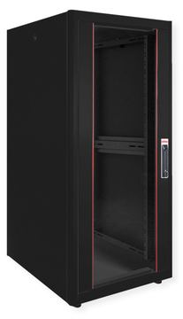 ROLINE 19 Zoll Netzwerkschrank Basic 26 600x800 BxT Glastür schwarz von LumaTech