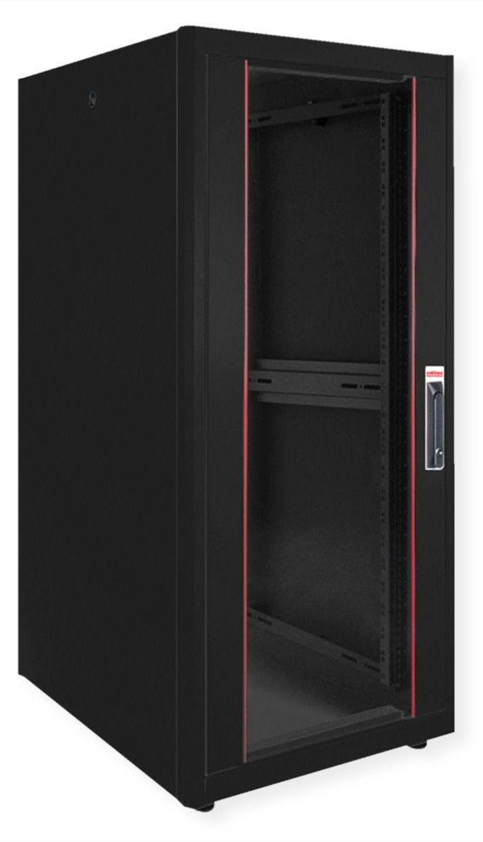 ROLINE 19 Zoll Netzwerkschrank Basic 26 600x800 BxT Glastür schwarz