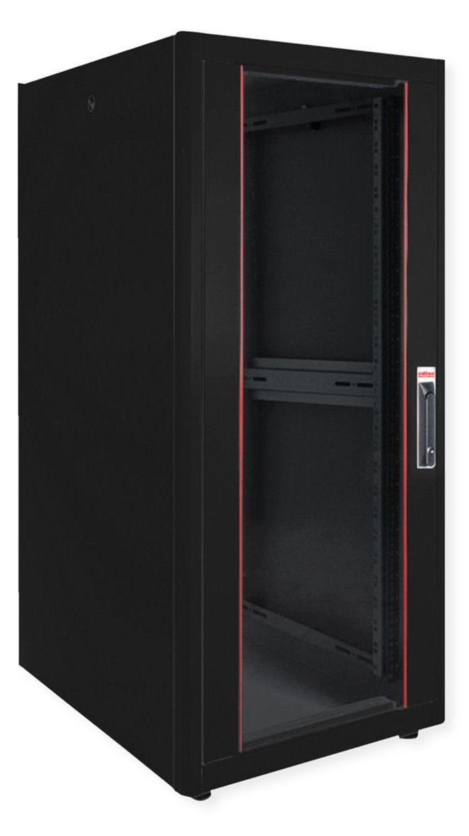 ROLINE 19 Zoll Netzwerkschrank Basic 32 600x600 BxT Glastür schwarz