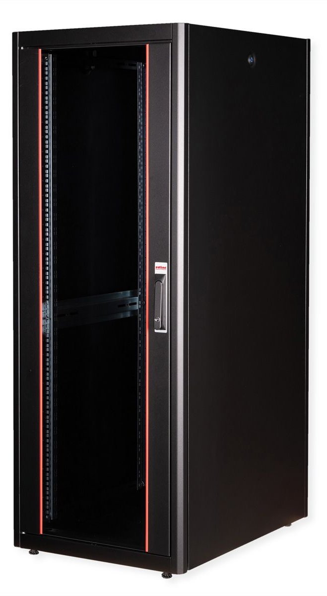 ROLINE 19 Zoll Netzwerkschrank Basic 32 600x800 BxT Glastür schwarz