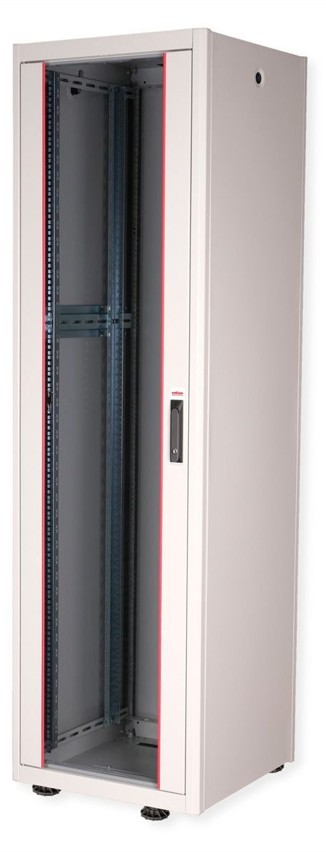 ROLINE 19 Zoll Netzwerkschrank Basic 42 600x600 BxT Glastür grau