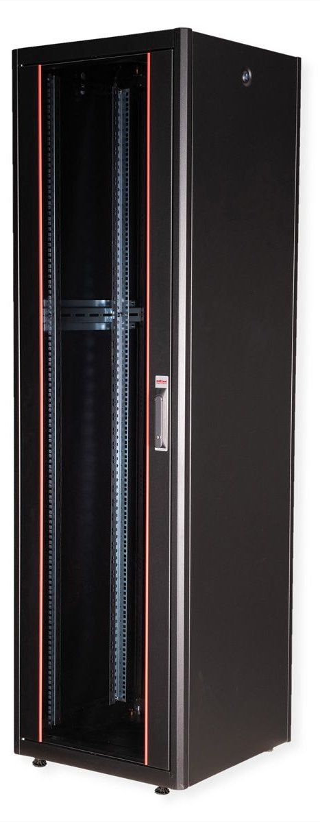 ROLINE 19 Zoll Netzwerkschrank Basic 42 600x600 BxT Glastür schwarz