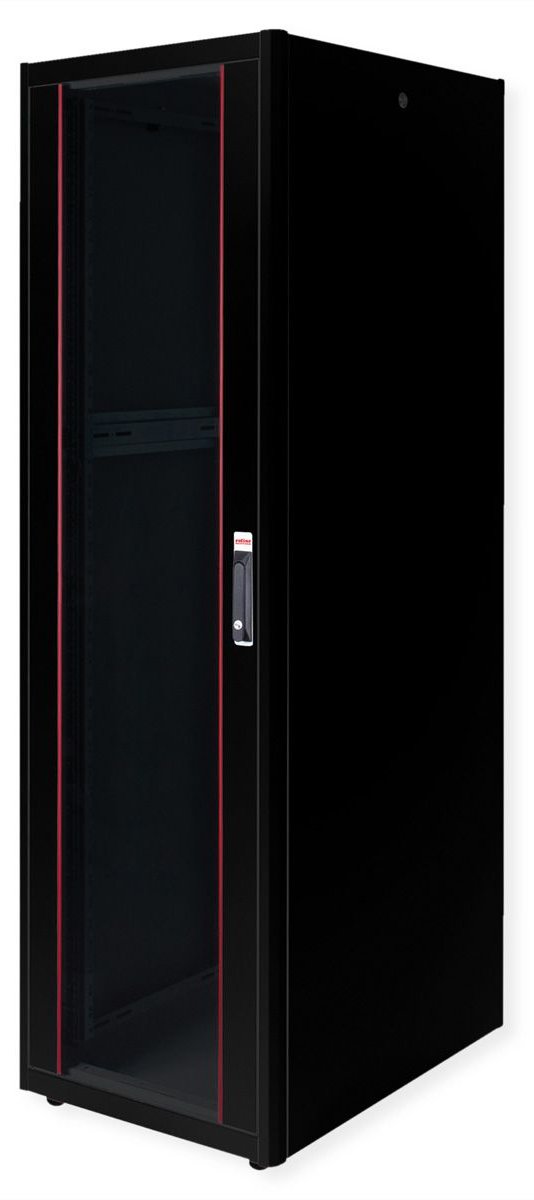 ROLINE 19 Zoll Netzwerkschrank Basic 42 600x800 BxT Glastür schwarz