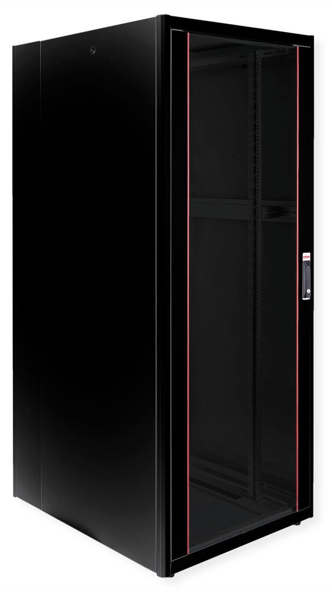 ROLINE 19 Zoll Netzwerkschrank Basic 42 800x1000 BxT Glastür schwarz
