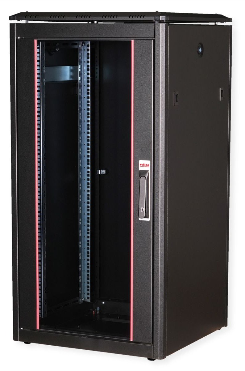 ROLINE 19 Zoll Netzwerkschrank Pro 22 HE 600x600 BxT Glastür schwarz