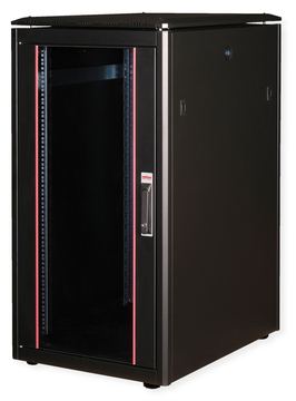 ROLINE 19 Zoll Netzwerkschrank Pro 22 HE 600x800 BxT Glastür schwarz von LumaTech