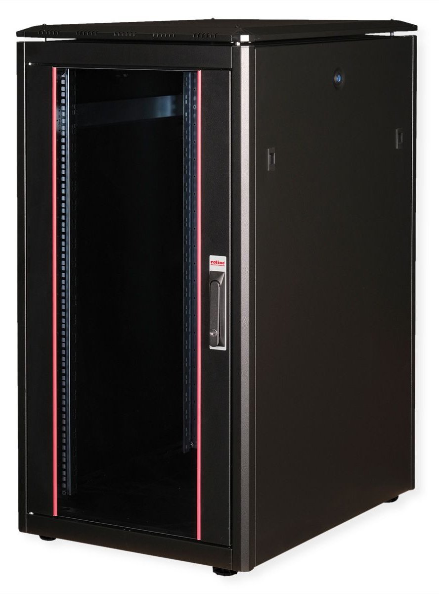 ROLINE 19 Zoll Netzwerkschrank Pro 22 HE 600x800 BxT Glastür schwarz