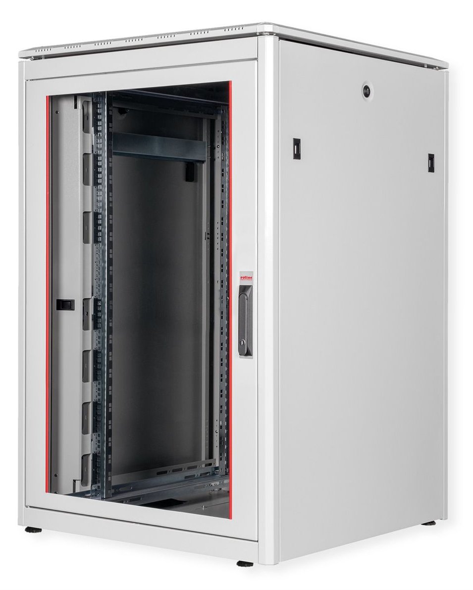 ROLINE 19 Zoll Netzwerkschrank Pro 22 HE 800x800 BxT Glastür grau