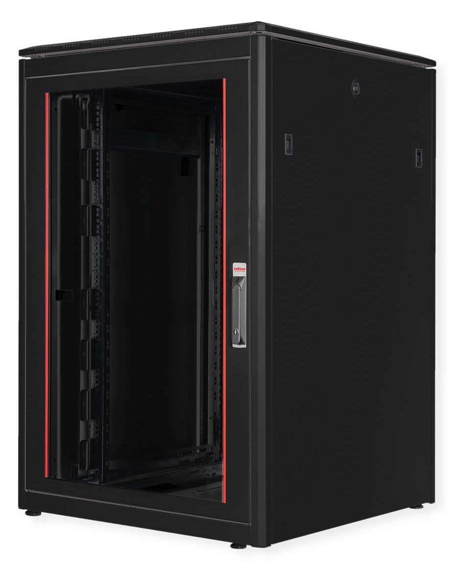 ROLINE 19 Zoll Netzwerkschrank Pro 22 HE 800x800 BxT Glastür schwarz
