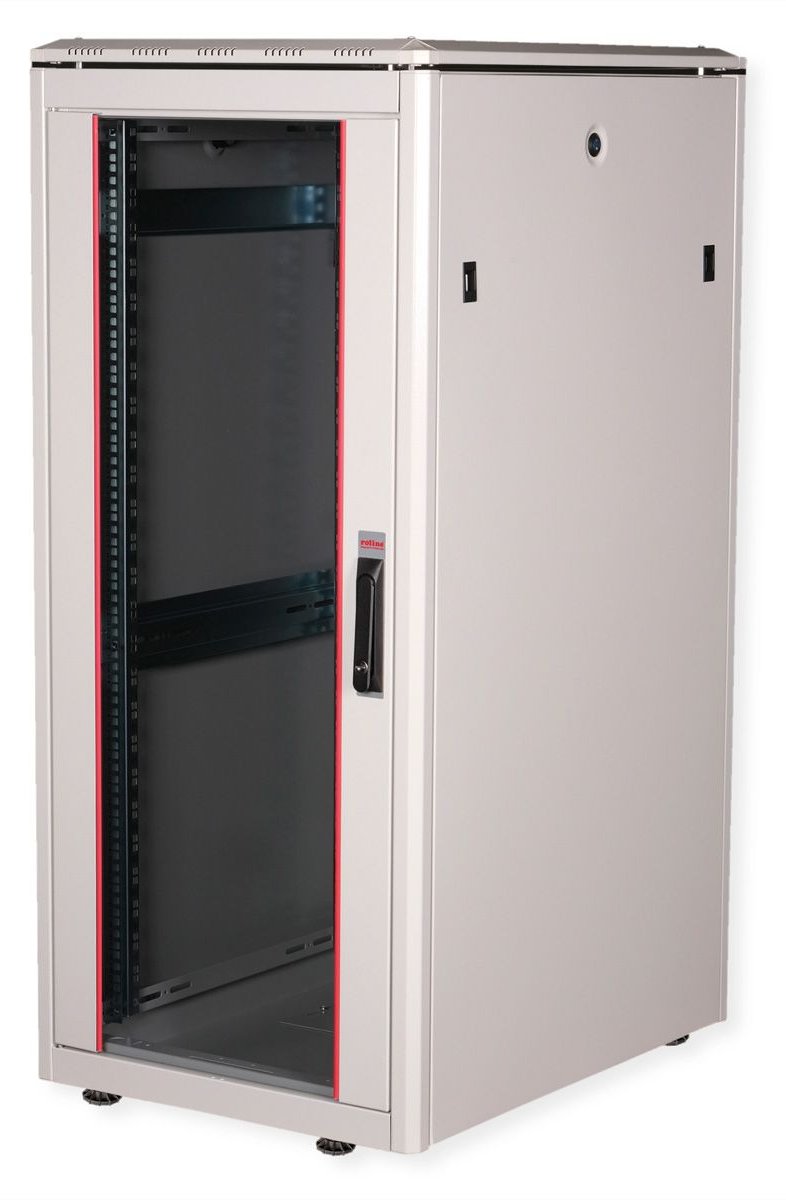 ROLINE 19 Zoll Netzwerkschrank Pro 26 HE 600x800 BxT Glastür grau