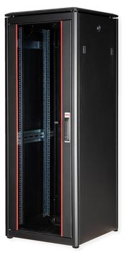 ROLINE 19 Zoll Netzwerkschrank Pro 32 HE 600x600 BxT Glastür schwarz von LumaTech