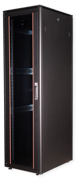 ROLINE 19 Zoll Netzwerkschrank Pro 42 HE 600x800 BxT Glastür schwarz von LumaTech