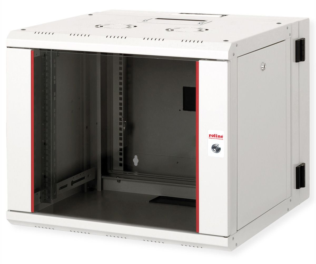 ROLINE 19 Zoll Wandgehäuse Pro 9 HE 600x600 BxT zweiteilig schwenkbar grau - Wandgehäuse