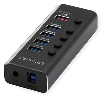 ROLINE USB3.2 Gen1 Hub 5x 4x A+ 1x QC Ports einzeln schaltbar von LumaTech