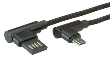 ROLINE USB-Kabel - USB (M) 90° abgeschrägt, umkehrbar zu Micro-USB Typ B (M) von LumaTech