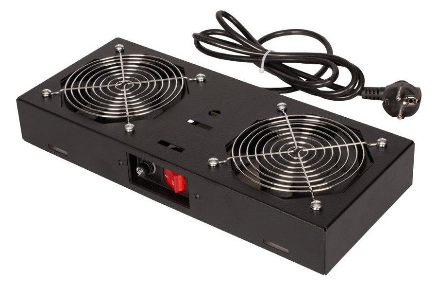 ROTRONIC-SECOMP Roline - Lüftungseinheit - 2 Lüfter - Jet Black, RAL 9005 - 48.3 cm (19)