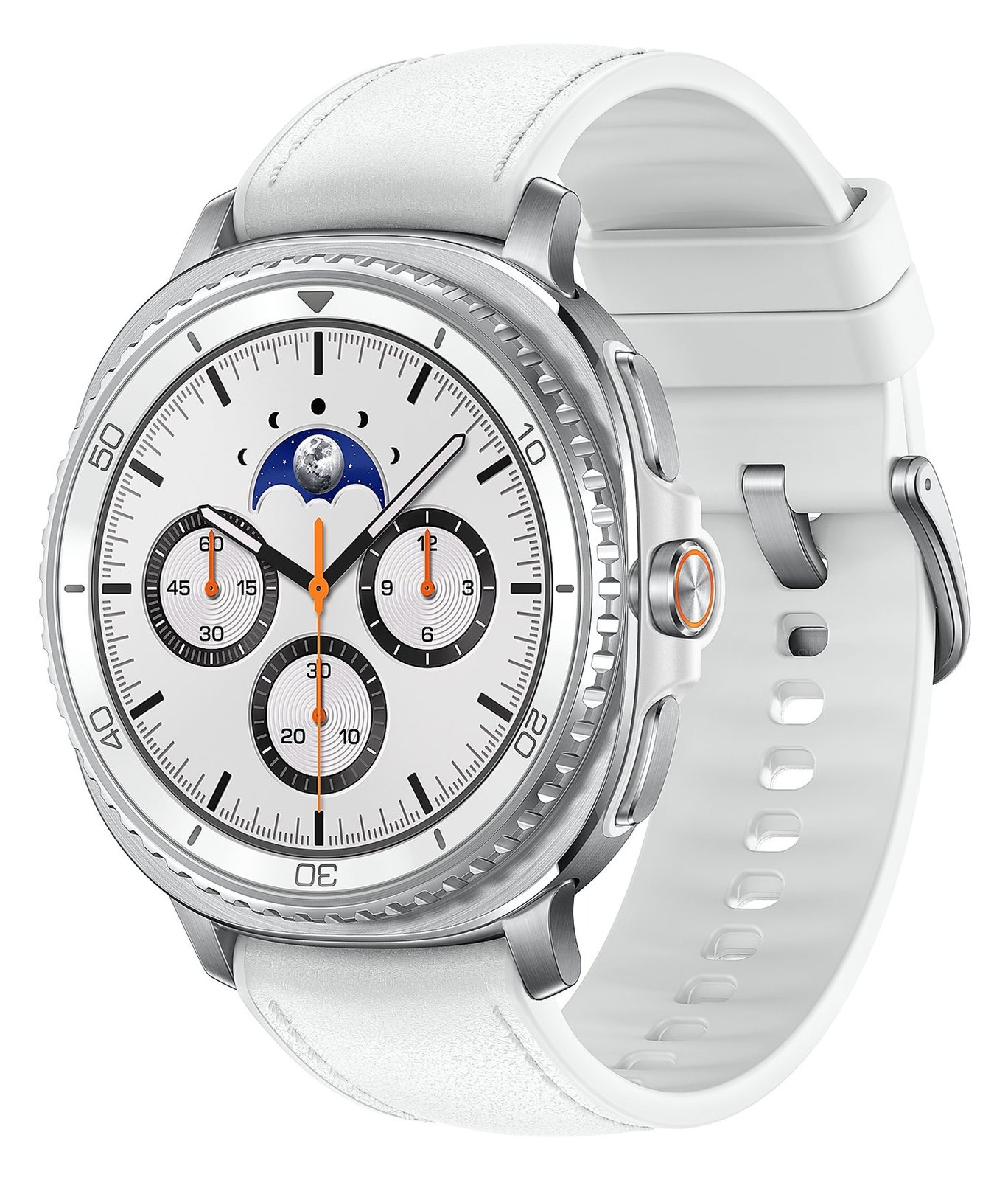 Samsung Galaxy Watch8 Classic - 46 mm - intelligente Uhr mit Hybridband - Hybrid-Eco-Leder - S/M/L - Anzeige 3.4 cm - Weiß