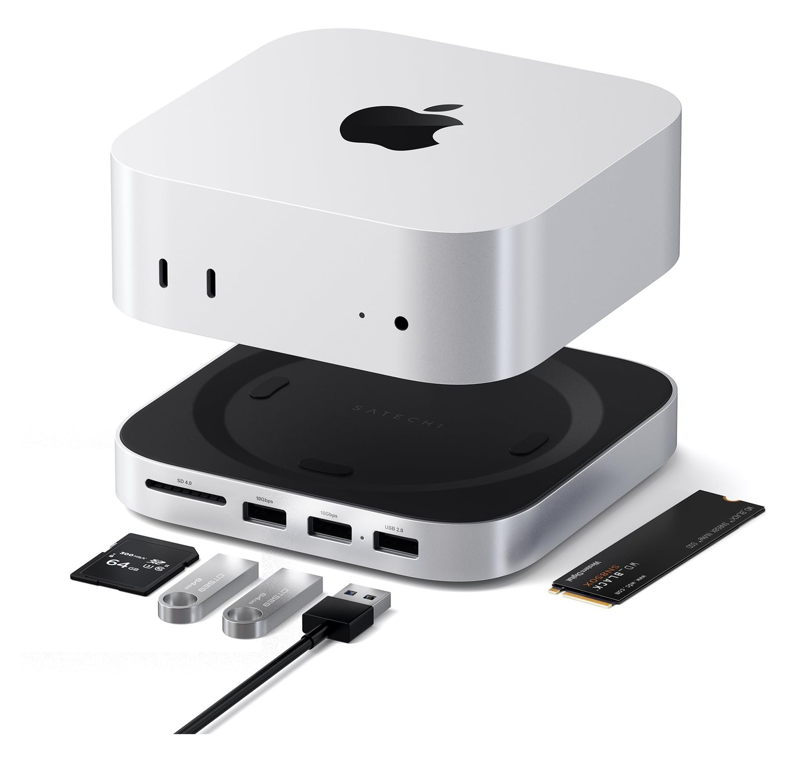 Satechi ST-GNMMES - Stand Hub Mac Mini M4 SSD Enclosure