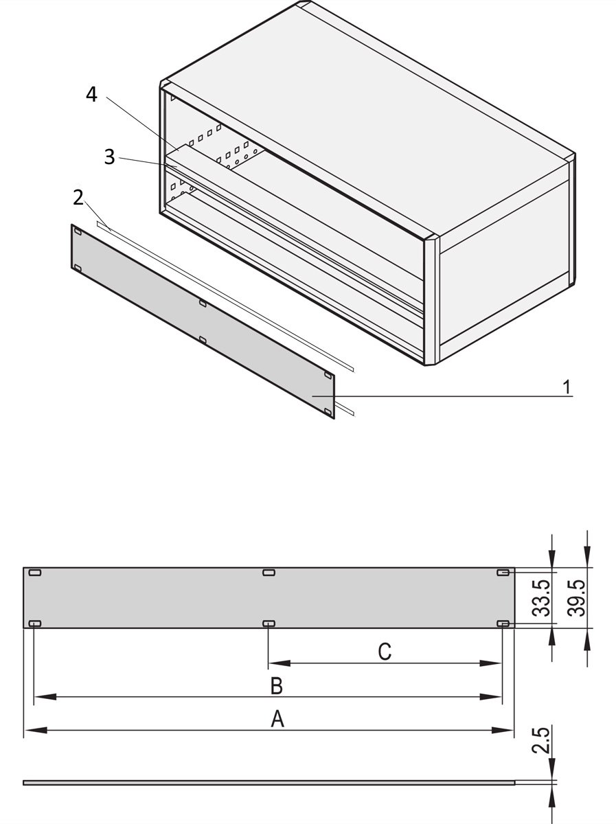 SCHROFF PART.FRONT PANEL 1U 84HP - Rack-Zubehör