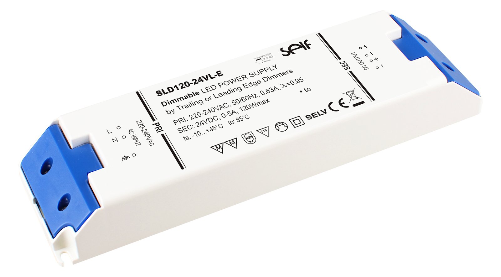 SELF Electronics SLD120-24VL-E - 120 W - IP20 - 30000 h - -20 - 45 °C - 220 - 240 V - 50/60 Hz