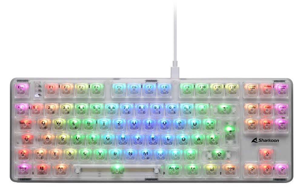 Sharkoon Gaming Tastatur Crystal Shark weiß - TL: Deutsch, QWERTZ
