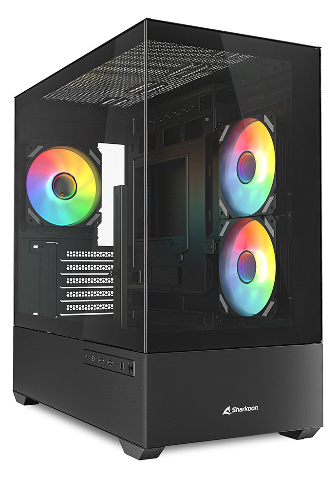 Sharkoon Gehäuse MK6 RGB Micro-ATX 1x Glas schwarz - Midi/Minitower - ATX