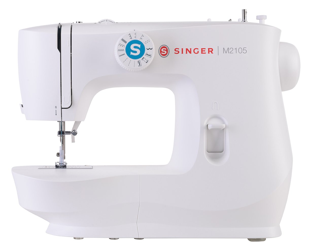 Singer M2105 - Weiß - Halbautomatische Nähmaschine - Sägen - 4 Step - Leiter - Drehregler - Elektro