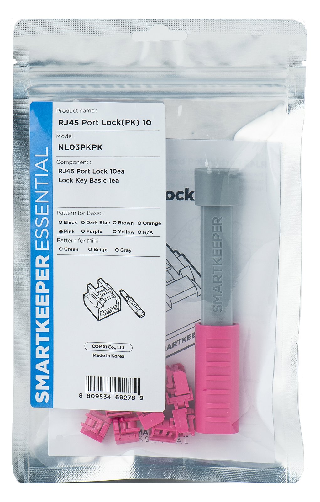 Smart Keeper BasicRJ45 Port Blocker pink 10 Stk.+Key