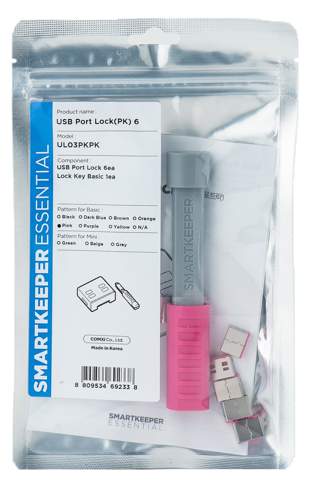 Smart Keeper BasicUSB-A Port Blocker pink 6 Stk.+Key