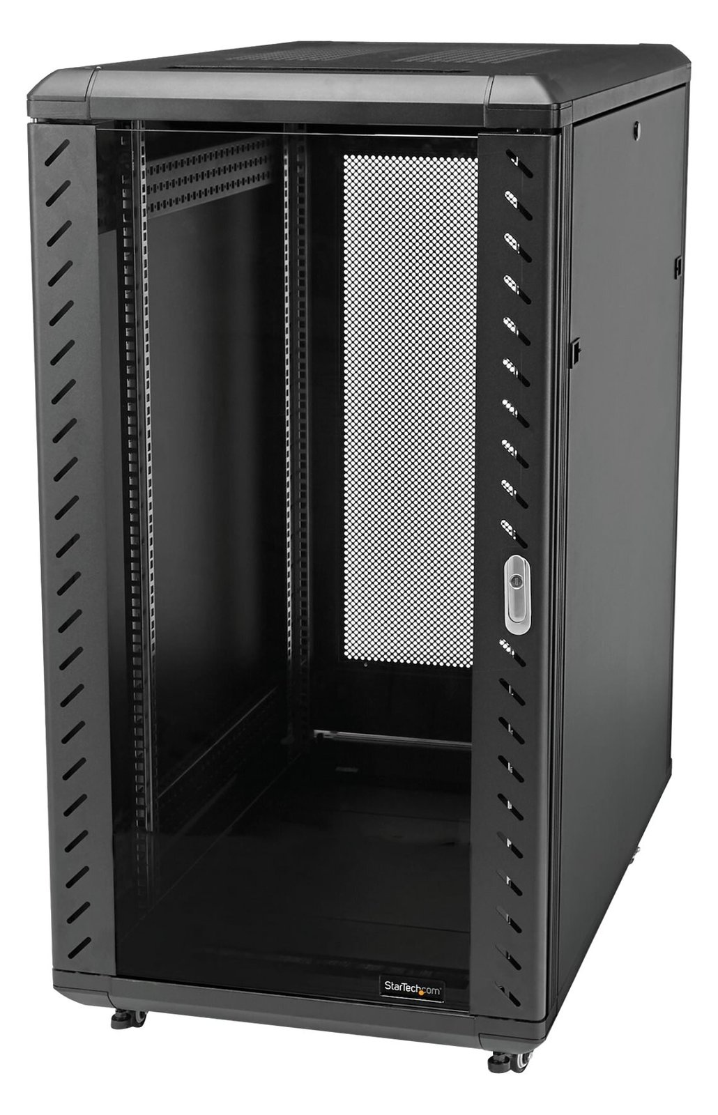 StarTech.com 18HE 19 Zoll Server Rack/Schrank - 4 Pfosten mit Einstellbare Tiefe(15-81cm), abschließbares Knock Down