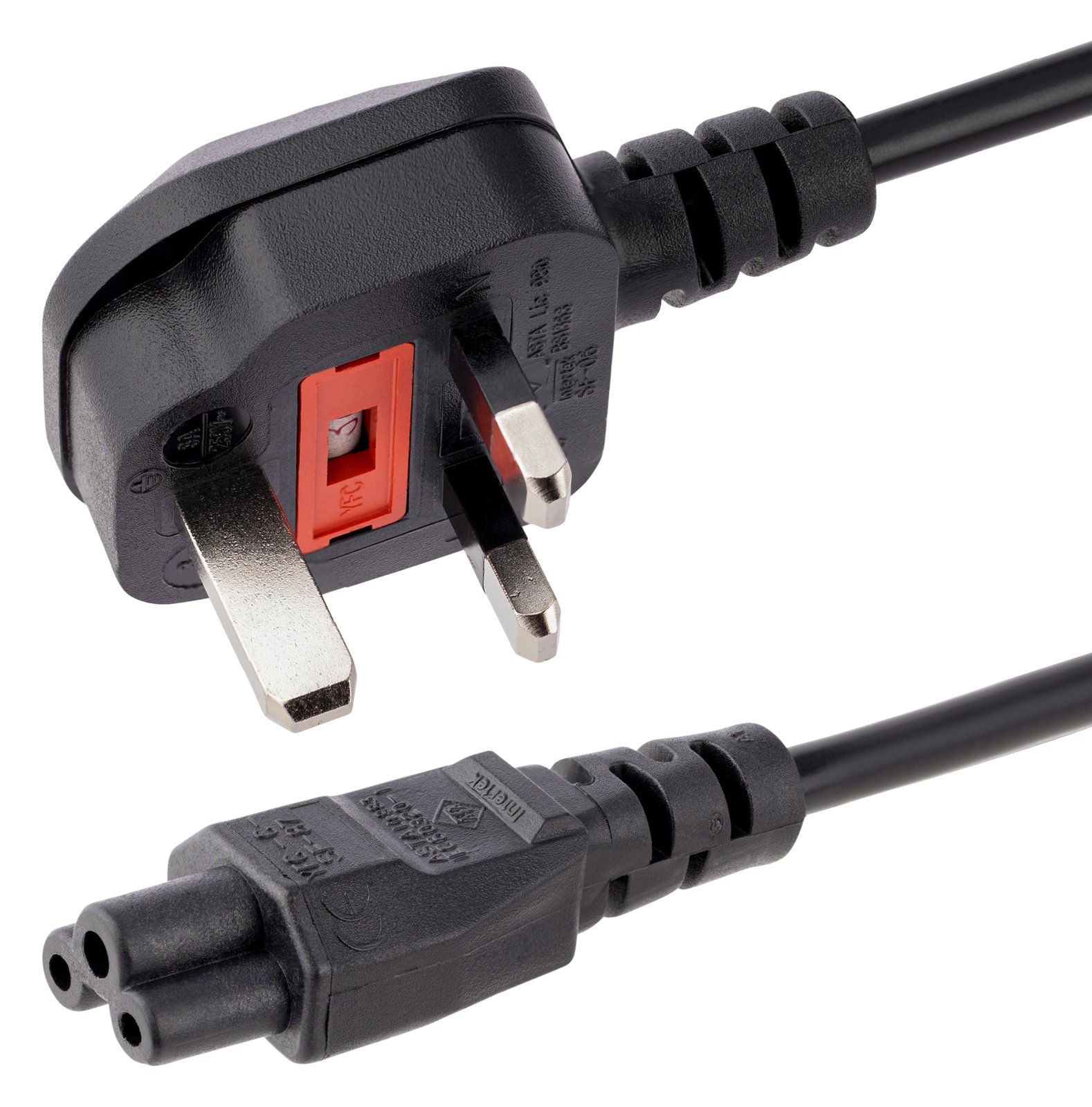 StarTech.com 2m Standard Laptop Stromklabel für UK - BS-1363 auf IEC320 C5 Kleeblatt / Mickey Mouse Netzkabel