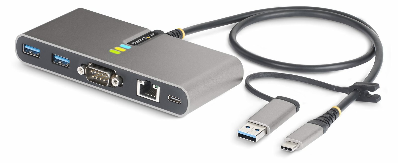 StarTech.com 2-Port USB-C/USB-A Hub with GbE and RS232 Serial, 2x USB-A