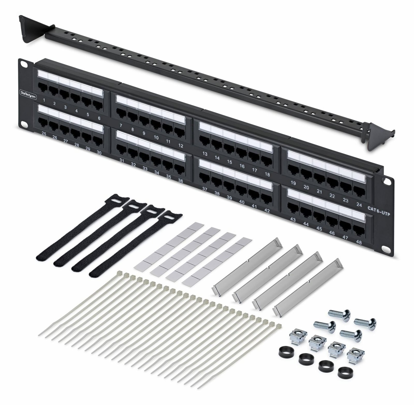 StarTech.com 2U Rackmount Cat6 Patch Panel RJ45 UTP 110 Punch-Down Cat 6 Ethernet - KVM-Umschalter - 48-Port