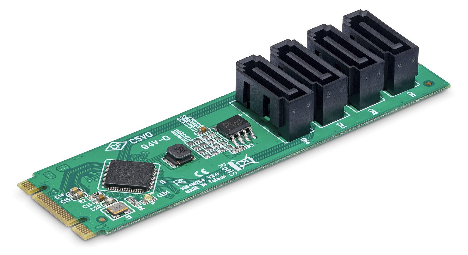StarTech.com 4-Port M.2 to SATA Adapter Card, M.2 PCIe 3.0 to SATA HDD/SSD Expansion Card, ASM1064 Chipset, M.2 NVMe