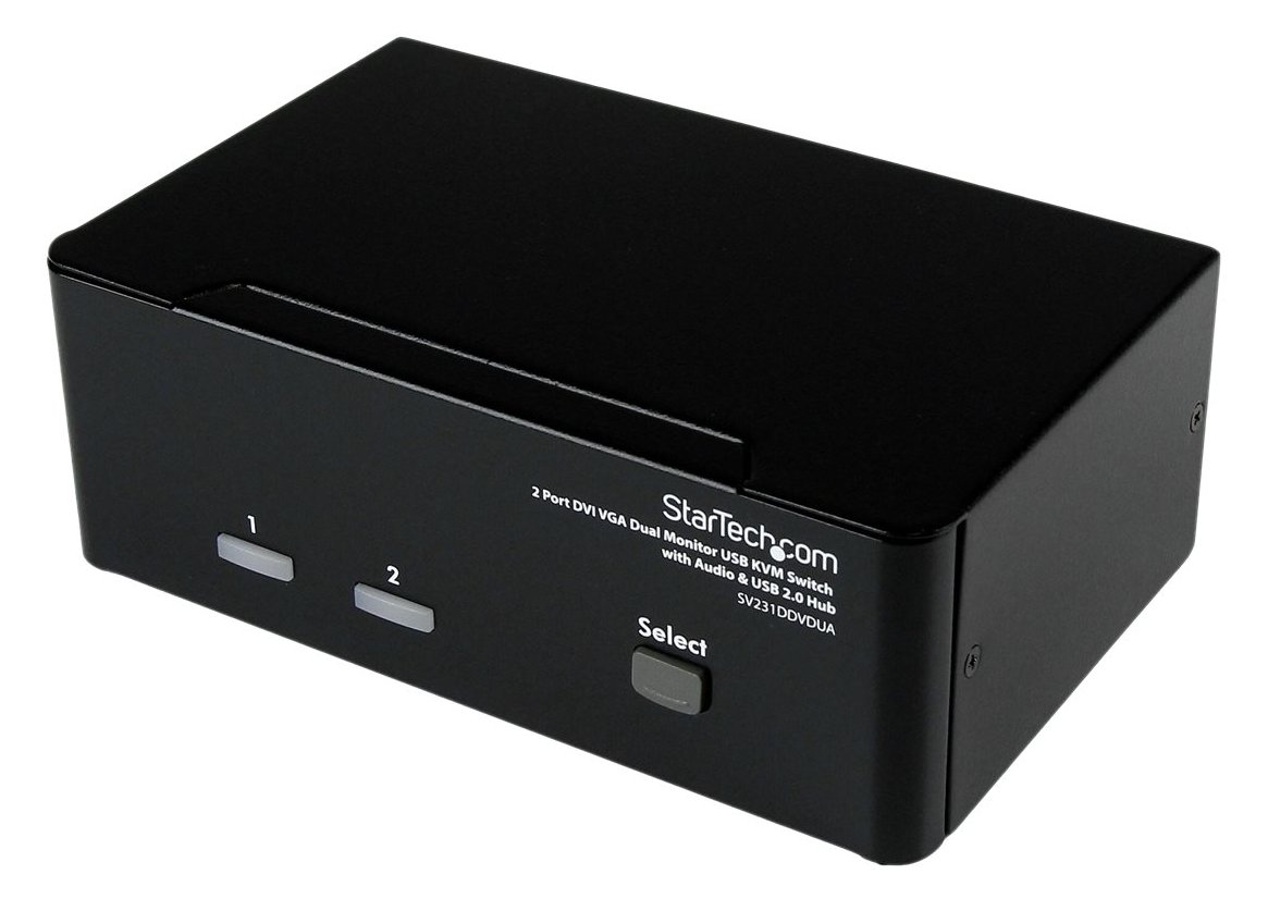 StarTech.com Dual DVI VGA 2 Port Monitor Audio Switch 2-fach KVM Umschalter USB 2.0 1920x1200