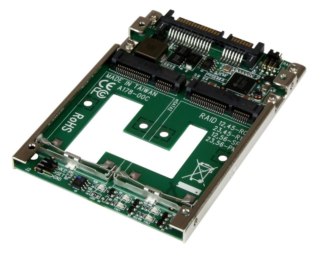 StarTech.com Dual mSATA SSD auf 2,5 SATA Raid Adapter / Konverter - 2-fach mSATA zu 2,5 Zoll (6,4cm)