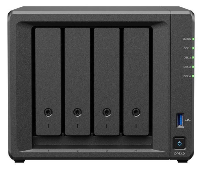 Synology DP340 - Server - DT - 1-Weg - 1 x Ryzen Embedded R1600 / 2.6 GHz - RAM 16 GB - SATA - Hot-Swap 8.9 cm (3.5)
