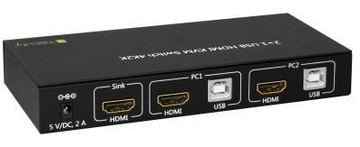 Techly 2x1 USB HDMI KVM Switch 4Kx2K - KVM-/Audio-Switch von LumaTech