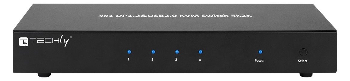 Techly 4 Port DisplayPort 1.2 KVM Switch with Hub and audio