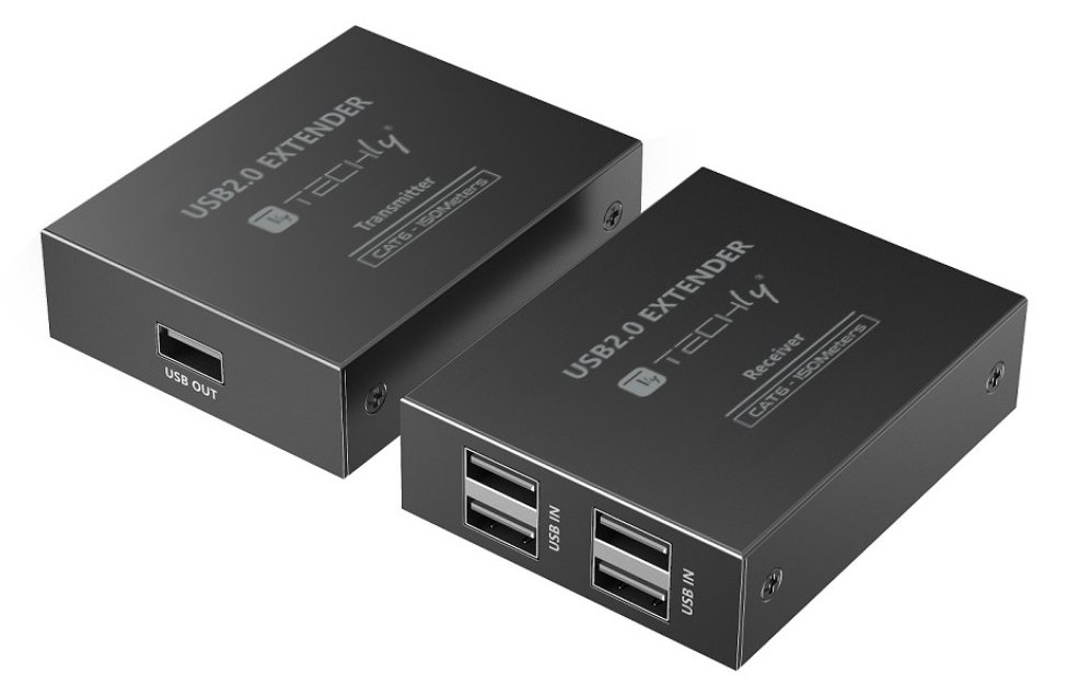 Techly 4-port High-Speed USB 2.0 Extender bis zu 150m mit einem Cat.6 - Kabel - Digital/Daten