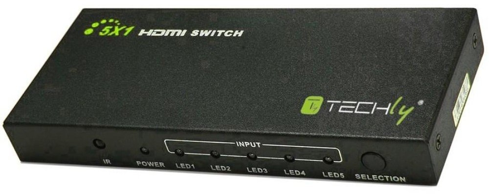 Techly 5 IN 1 OUT HDMI Switch with Remote Control, 4Kx2K, 3D