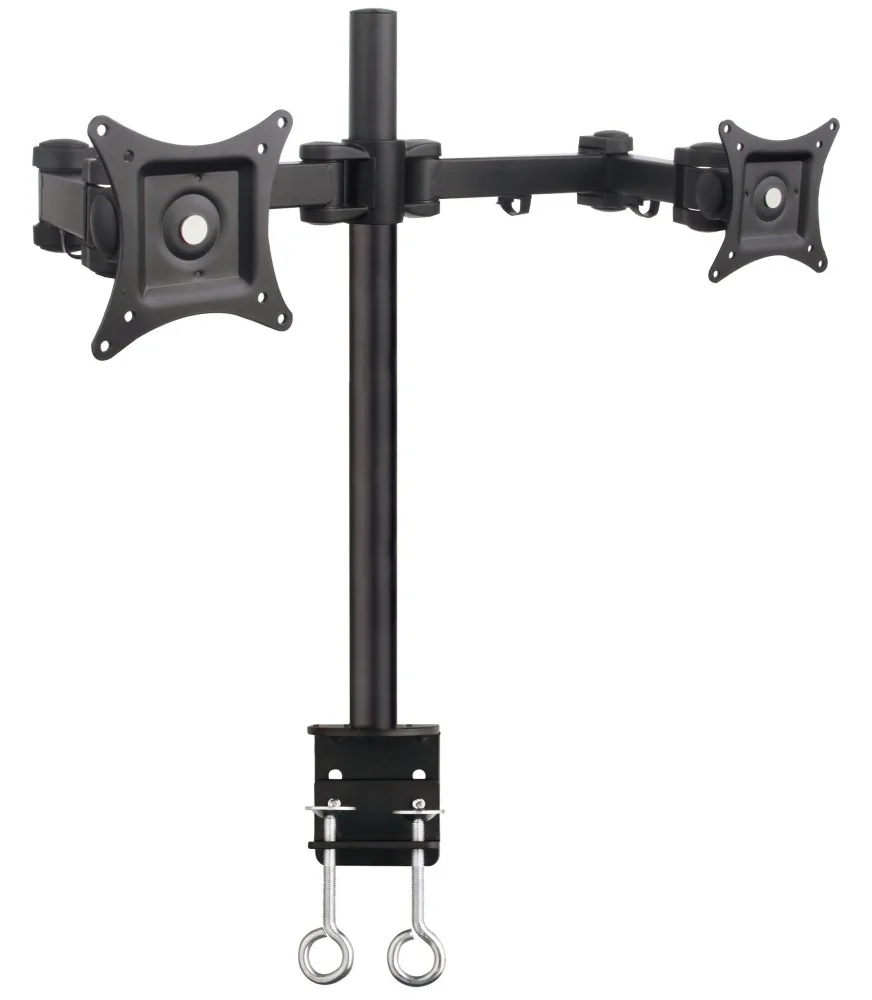 Techly Befestigungskit (Spannbefestigung für Tisch, Befestigungsarm für Dual-Bildschirm) für 2 LCD-Displays - Schwarz, Ansicht 2