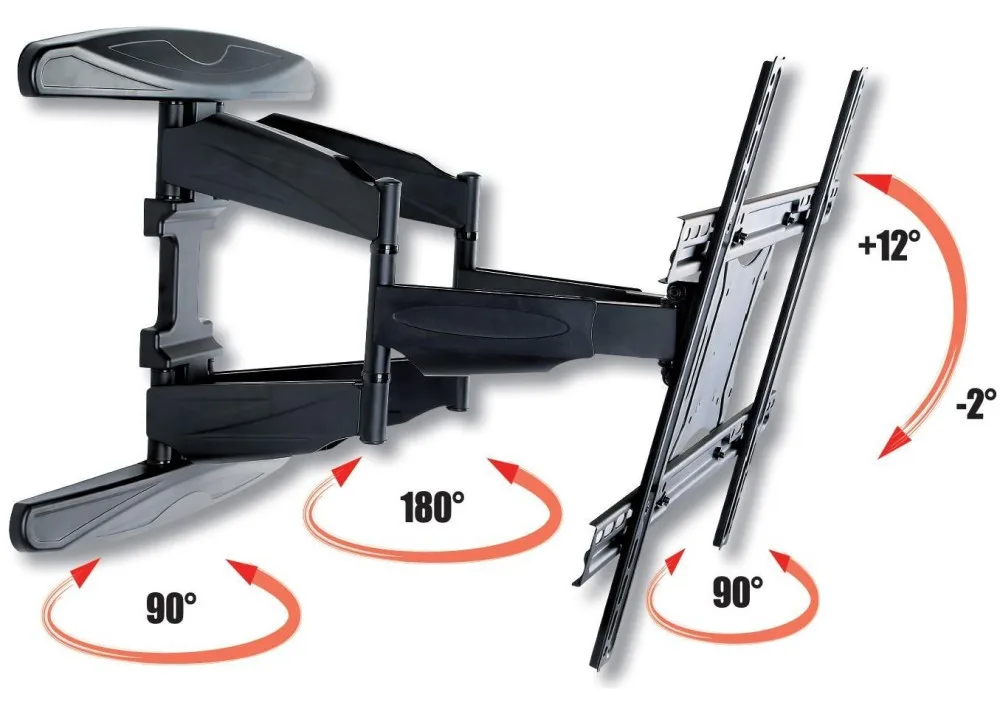 Techly Befestigungskit (voll bewegliche Wandhalterung) - für Flachbildschirm - Schwarz - Bildschirmgröße: 102-203 cm, Ansicht 5