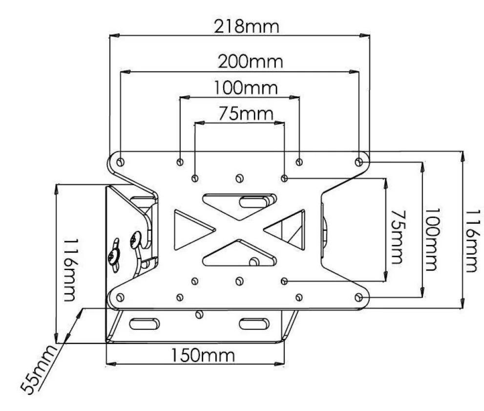 Techly Befestigungskit (Wandplatte, Halterung für Display) für flat panel - Silber - Bildschirmgröße: 33-78.7 cm, Ansicht 4