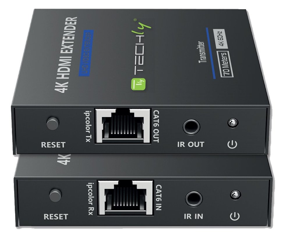 Techly IDATA EXT-565 - 4096 x 2160 Pixel - AV-Sender & -Empfänger - 70 m - Kabelgebunden - Schwarz - HDCP